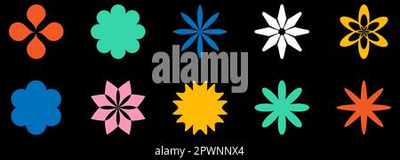 Colore astratto fiore geometrico brutalismo forma. Il design può essere utilizzato per applicazioni Web e mobili. Illustrazione vettoriale Illustrazione Vettoriale