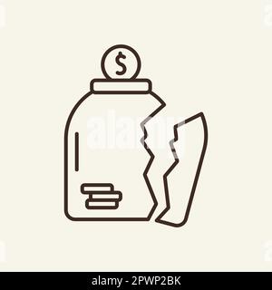 Icona della linea di banca interrotta Illustrazione Vettoriale