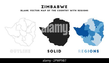 Mappa dello Zimbabwe. Frontiere dello Zimbabwe per la vostra infografica. Forma del paese vettoriale. Illustrazione vettoriale. Illustrazione Vettoriale