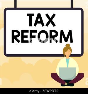 Didascalia concettuale riforma fiscale, concetto che significa politica governativa sulla riscossione delle tasse con i proprietari di imprese Foto Stock