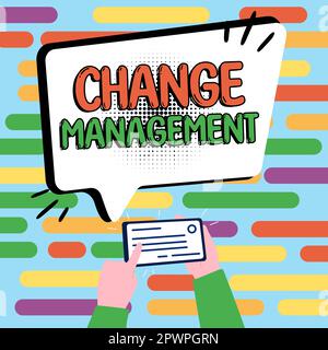 Testo che mostra ispirazione Change Management, Word scritto su Sostituzione della leadership in un'organizzazione nuove politiche Foto Stock