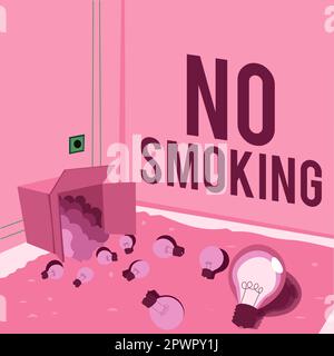 Visualizzazione concettuale No Smoking, Word for Using Tobacco is proibito in questo luogo Foto Stock