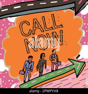 Calligrafia testo Call Now, Internet Concept per contattare immediatamente una persona che utilizza dispositivi di telecomunicazione con precisione Foto Stock