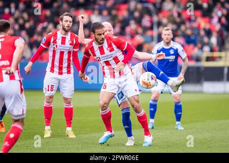 Aalborg, Danimarca. 30th Apr, 2023. Pedro Ferreira (6) di AaB visto durante il Superliga match 3F tra Aalborg Boldklub e Lyngby Boldklub all'Aalborg Portland Park di Aalborg. (Photo Credit: Gonzales Photo/Alamy Live News Foto Stock