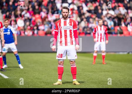 Aalborg, Danimarca. 30th Apr, 2023. Louka PRP (18) di AaB visto durante la partita Superliga del 3F tra Aalborg Boldklub e Lyngby Boldklub all'Aalborg Portland Park di Aalborg. (Photo Credit: Gonzales Photo/Alamy Live News Foto Stock