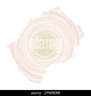 Mappa del Lesotho riempita con cerchi concentrici. Disegnare cerchi di stile a forma di paese. Illustrazione vettoriale. Illustrazione Vettoriale