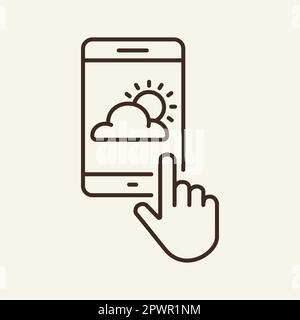 Icona della linea app Mobile Weathers Illustrazione Vettoriale