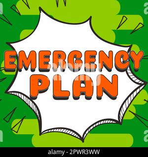 Firma a mano piano di emergenza, le procedure di vetrina aziendale per la risposta alle emergenze principali essere preparati Foto Stock