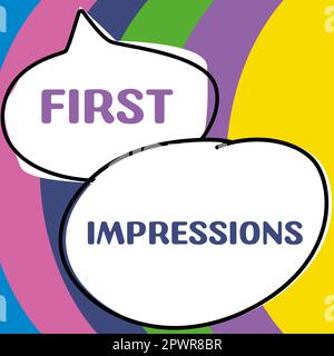 Ispirazione mostrando segno prime impressioni, idea di affari che cosa una persona pensa di voi quando in primo luogo li incontrano Foto Stock