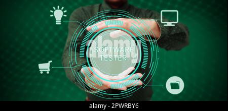 Handwriting text Software Tester, Business idea implementata per proteggere il software da attacchi dannosi Foto Stock