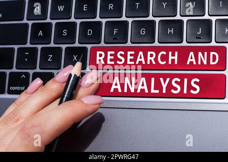 Testo di calligrafia Ricerca e analisi, Word per il pensiero strategico e il processo decisionale esistenti o nuovi Foto Stock