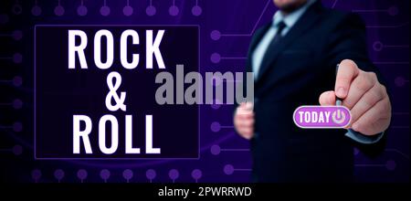Didascalia di testo Presentazione Rock Roll, foto concettuale genere musicale tipo di musica da ballo popolare suono heavy beat Foto Stock