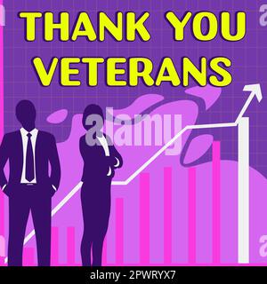 Segno di testo che mostra Thank You Veterans, Business idea espressione di gratitudine saluti di apprezzamento Foto Stock