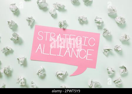 Segno che mostra Alleanza strategica, Parola per un legame tra stati, partiti, individui sul raggiungimento degli obiettivi Foto Stock