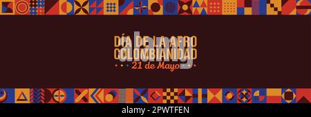 Dia de la Afrocolombianidad Abstract background vettoriale illustrazione. Maggio 21 Festa Afro-colombiana commemorazione annuale Colombia. Neo geometrico orizzontale Illustrazione Vettoriale