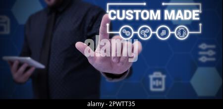 Testo che mostra ispirazione personalizzato, Word per qualcosa è fatto per ordinare per una particolare organizzazione del cliente Foto Stock