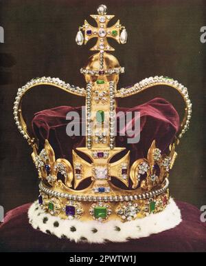 Incoronazione regalia. Corona di Sant'Edoardo, fulcro dei Gioielli della Corona del Regno Unito Foto Stock