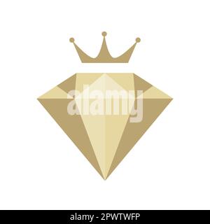 Design con logo Diamond e Crown per gioielleria o negozio online. Illustrazione con isolamento vettoriale. Illustrazione Vettoriale