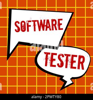 Didascalia di testo che presenta Software Tester, vetrina aziendale implementata per proteggere il software da attacchi dannosi Foto Stock