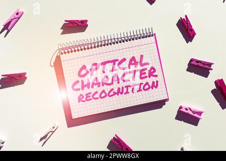 Scrittura a mano segno riconoscimento ottico dei caratteri, concetto Internet l'identificazione dei caratteri stampati Foto Stock