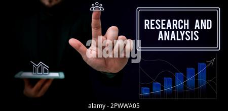 Visualizzazione concettuale Ricerca e analisi, concetto di Internet pensiero strategico e prendere decisioni esistenti o nuovi Foto Stock