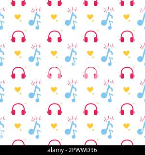 Design di pattern musicale. Modello musicale. Musica senza interruzioni. Pattern musicale senza cuciture Illustrazione Vettoriale
