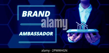 Esposizione concettuale Brand Ambassador, Word scritto su un agente accreditato come rappresentante residente per un marchio speciale Foto Stock