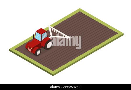 Il trattore sul campo Illustrazione Vettoriale