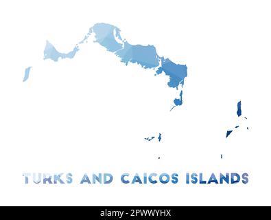 Mappa bassa Poly delle Isole Turks e Caicos. Illustrazione geometrica dell'isola. Mappa poligonale delle Isole Turks e Caicos. Tecnologia, internet, rete Illustrazione Vettoriale