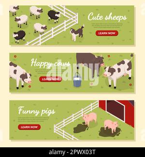 Set di striscioni per animali da fattoria Illustrazione Vettoriale