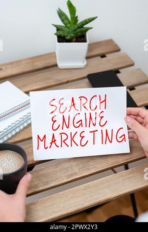 Scrittura che visualizza il testo Search Engine Marketing, Business showcase online ottimizzazione digitale e posizionamento dei siti web Foto Stock