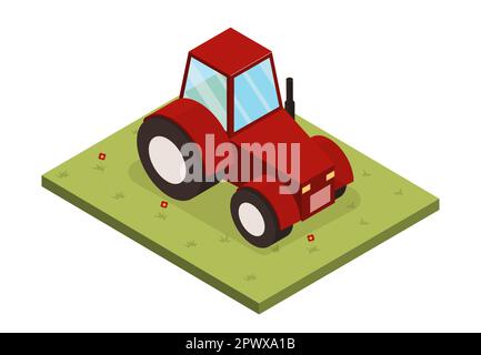 Trattore su prato Illustrazione Vettoriale