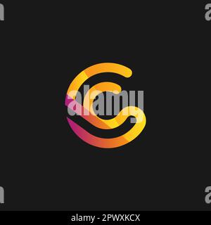 Modello di disegno del logo C della lettera iniziale. Icona con logo lettera C. Illustrazione Vettoriale