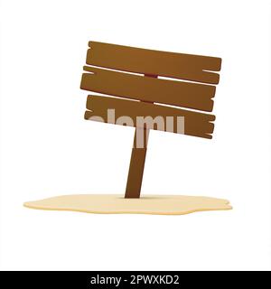 Cartello sulla spiaggia. 3d freccia di legno o segnaletica stradale. 3d scelta di segnaletica per scegliere strada o strada, indicatore di cartello vuoto con legno. illustrazione vettoriale 3d. Illustrazione vettoriale Illustrazione Vettoriale