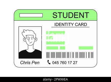 Carta d'identità dello studente Illustrazione Vettoriale