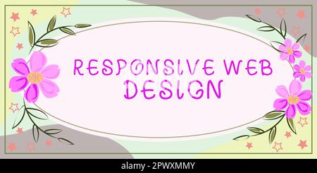 Ispirazione che mostra segni reattive Web Design, Word per la creazione di pagine web che utilizza layout flessibili Foto Stock