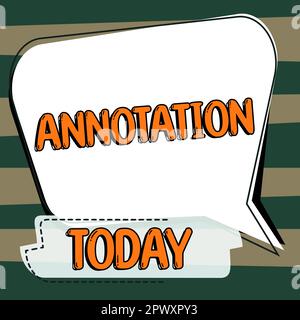 Testo scritto a mano Annotazione, nota di approccio aziendale aggiunta a titolo di commento o spiegazione Foto Stock