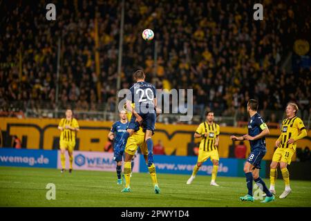 BOCHUM, GERMANIA - 28 APRILE 2023: La partita di calcio della Bundesliga VfL Bochum 1848 contro Borussia Dortmund a Vonovia Ruhr Stadion Foto Stock