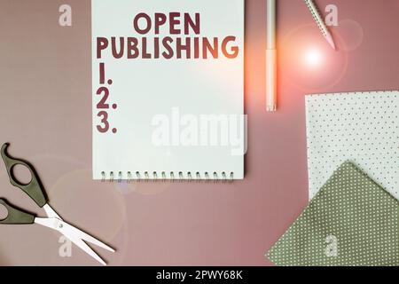 Visualizzazione concettuale Open Publishing, Panoramica aziendale accesso online a molti libri di pubblico dominio e fuori stampa Foto Stock