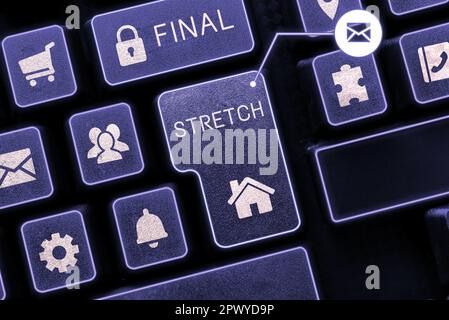 Didascalia concettuale Stretch finale, Foto concettuale ultimo tratto finale finale finale finale finale finale finale finale finale anno finale Foto Stock