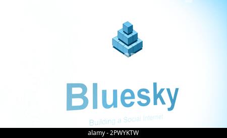 Pagina iniziale del social network di Blusky Foto Stock