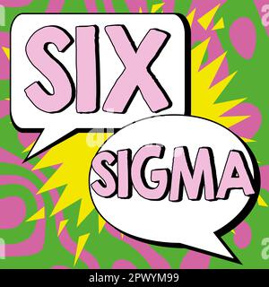 Didascalia di testo che presenta Six Sigma, tecniche di gestione dei concetti aziendali per migliorare i processi aziendali Foto Stock