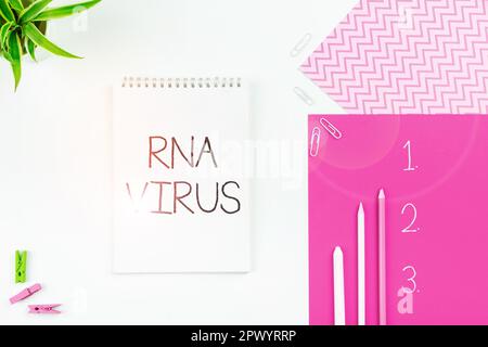 Testo che mostra l'ispirazione RNA Virus, Business Approach un virus informazioni genetiche è memorizzato in forma di RNA Foto Stock