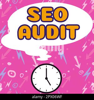 Ispirazione mostrando segno Seo Audit, Business idea Search Engine Optimization processo di convalida e verifica Foto Stock
