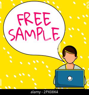 Ispirazione che mostra il segno campione libero, la parte di vetrina di affari dei prodotti dati ai consumatori nei centri commerciali di shopping Foto Stock