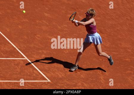 Mirra Andreeva (Rus) durante il Mutua Madrid Open 2023, Masters 1000 torneo di tennis il 1 maggio 2023 a Caja Magica a Madrid, Spagna - Photo: Antoine Couvercelle/DPPI/LiveMedia Foto Stock