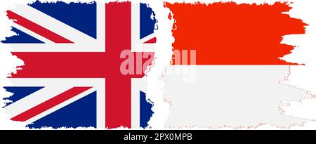 Indonesia e Regno Unito bandiere grunge connessione, vettore Illustrazione Vettoriale
