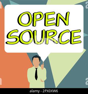 Testo che mostra ispirazione Open Source, Business Concept che indica il software che il codice sorgente originale è liberamente disponibile Foto Stock