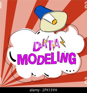 Ispirazione che mostra Sign Data Modeling, Word scritto sul processo di trasferimento dei dati tra sistemi di archiviazione dati Foto Stock