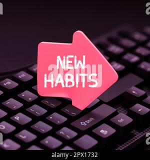 Visualizzazione concettuale nuove abitudini, concetto di Internet cambiare la routine di comportamento che si ripete regolarmente Foto Stock